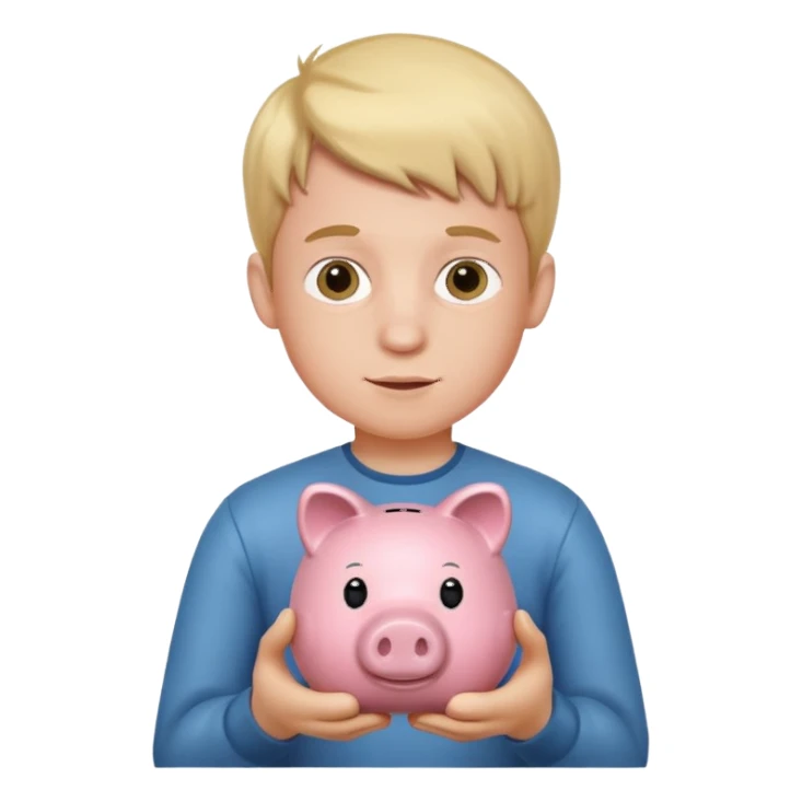 boy  with piggy bank sticker