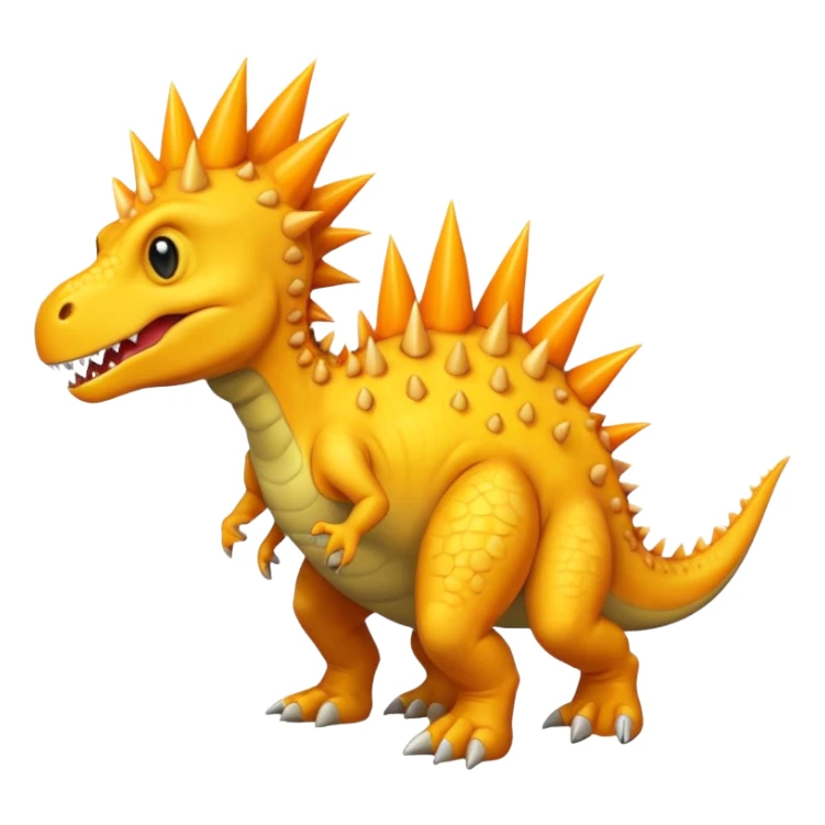 Yellow dinosaur with orange spikes sticker