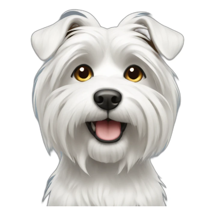 white and dark long hair terrier sticker