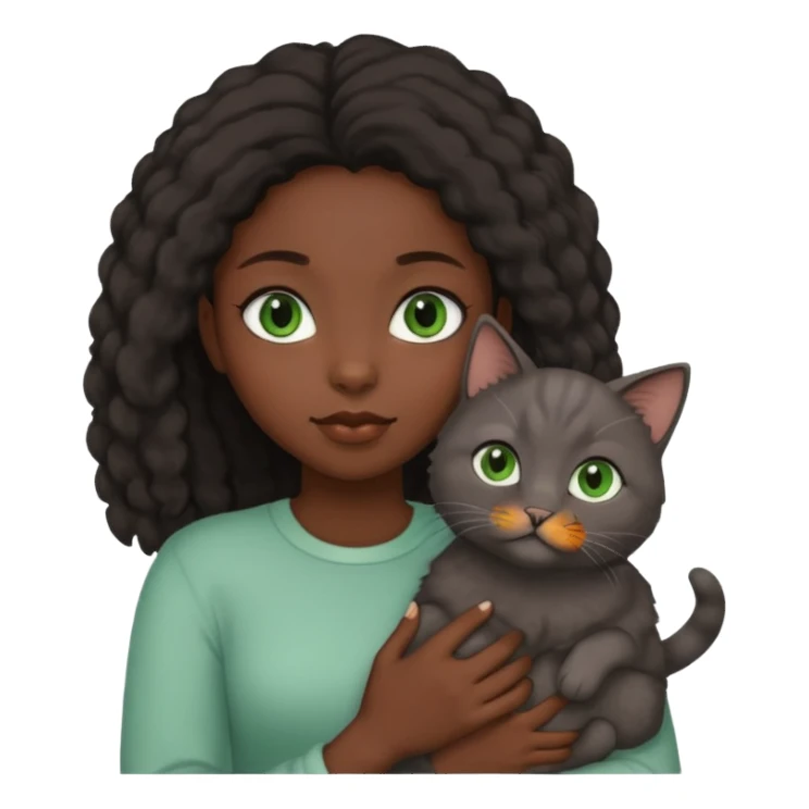 Black girl with grey cat sticker