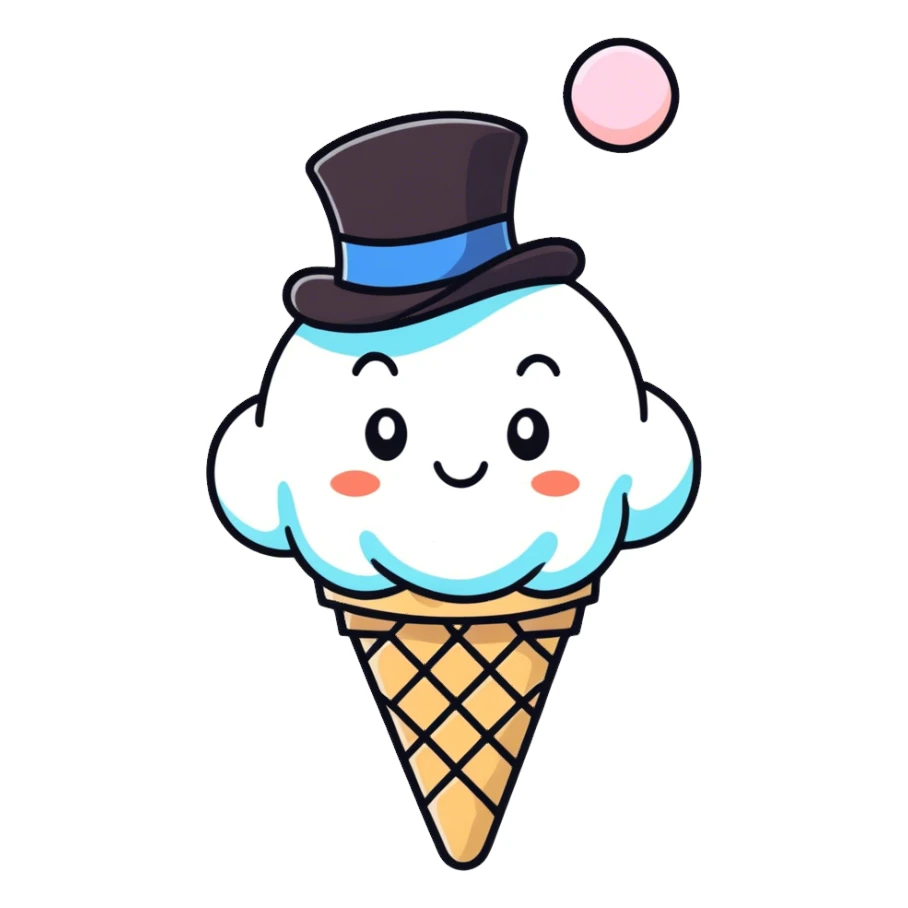 Ice cream with a top hat sticker