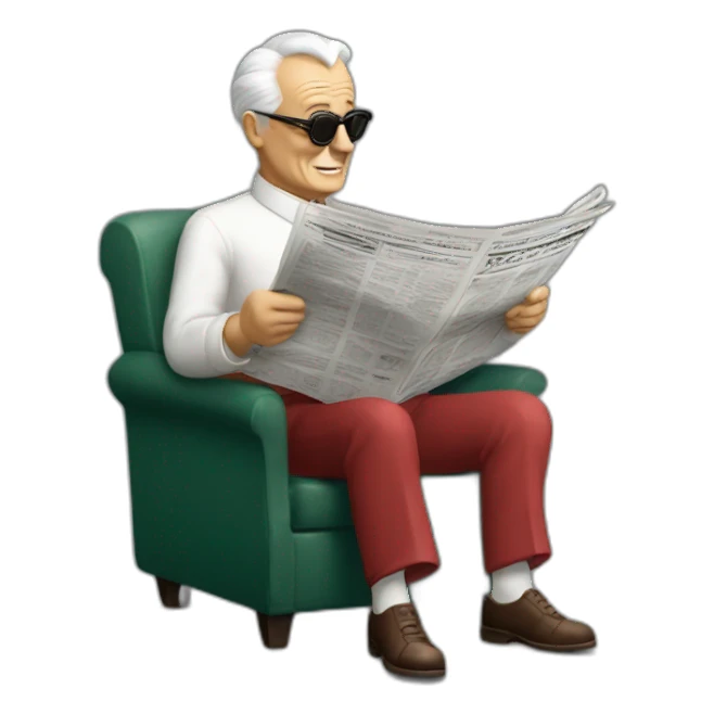 Enzo Ferrari reading his newspaper sticker