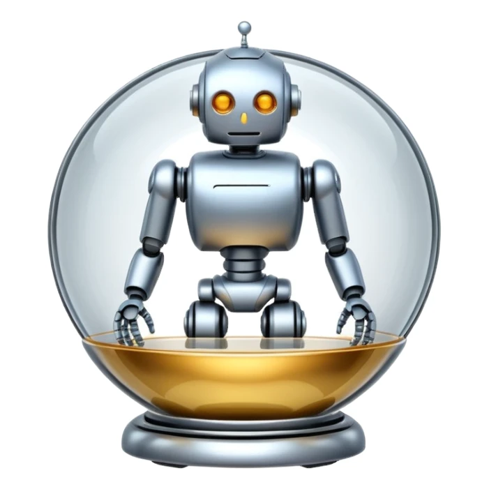 robot in a glass bowl sticker