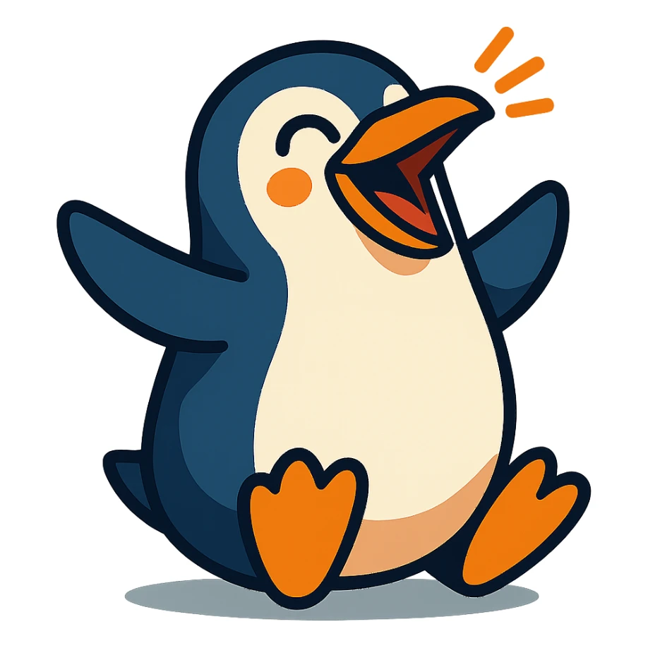 vibrant toon style laughing penguin sticker