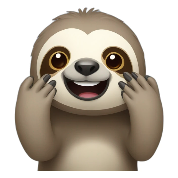 sloth with surprise face with hands on face sticker
