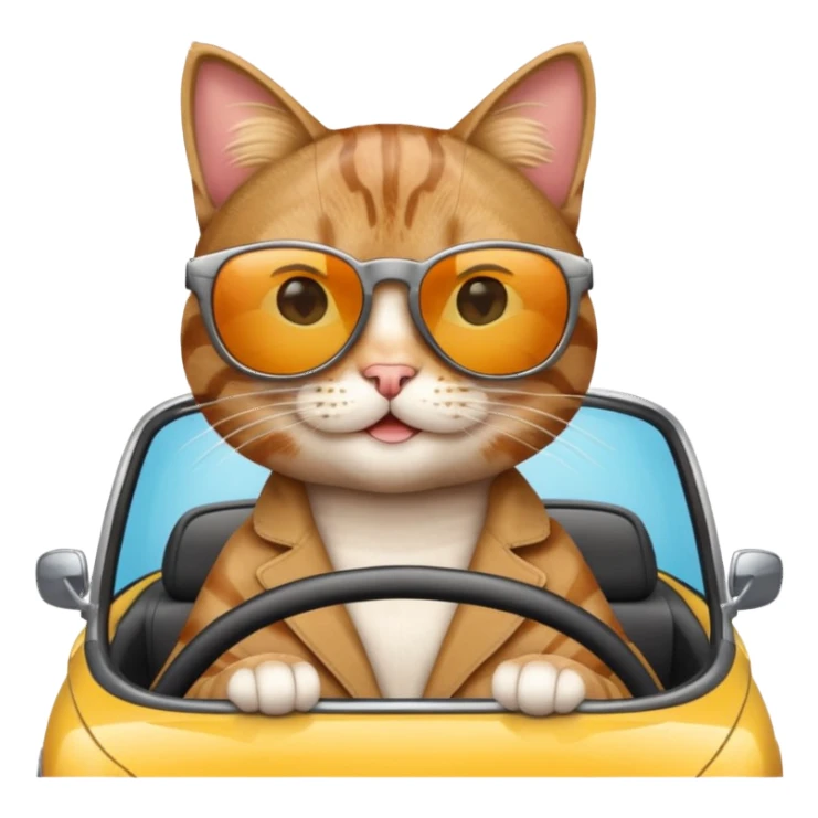 Cat driving a car sticker