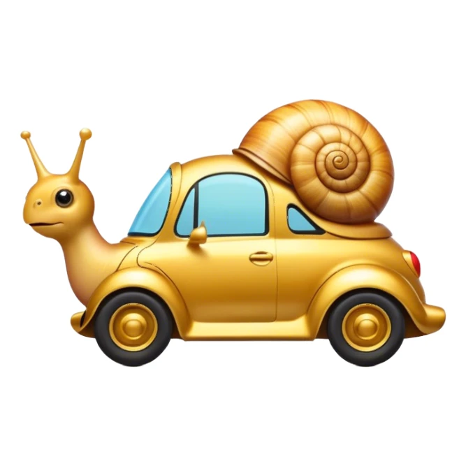 Golden snail driving a car ￼ sticker