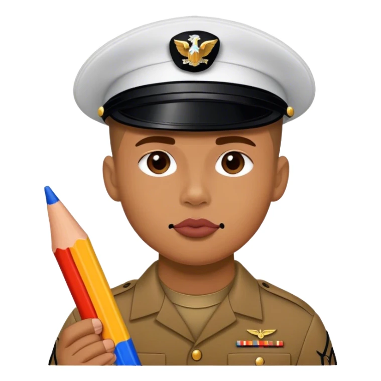 US marine eating a crayon sticker