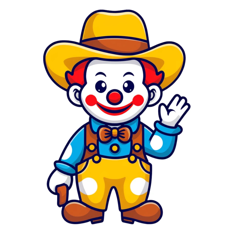 Clown in cowboy hat sticker