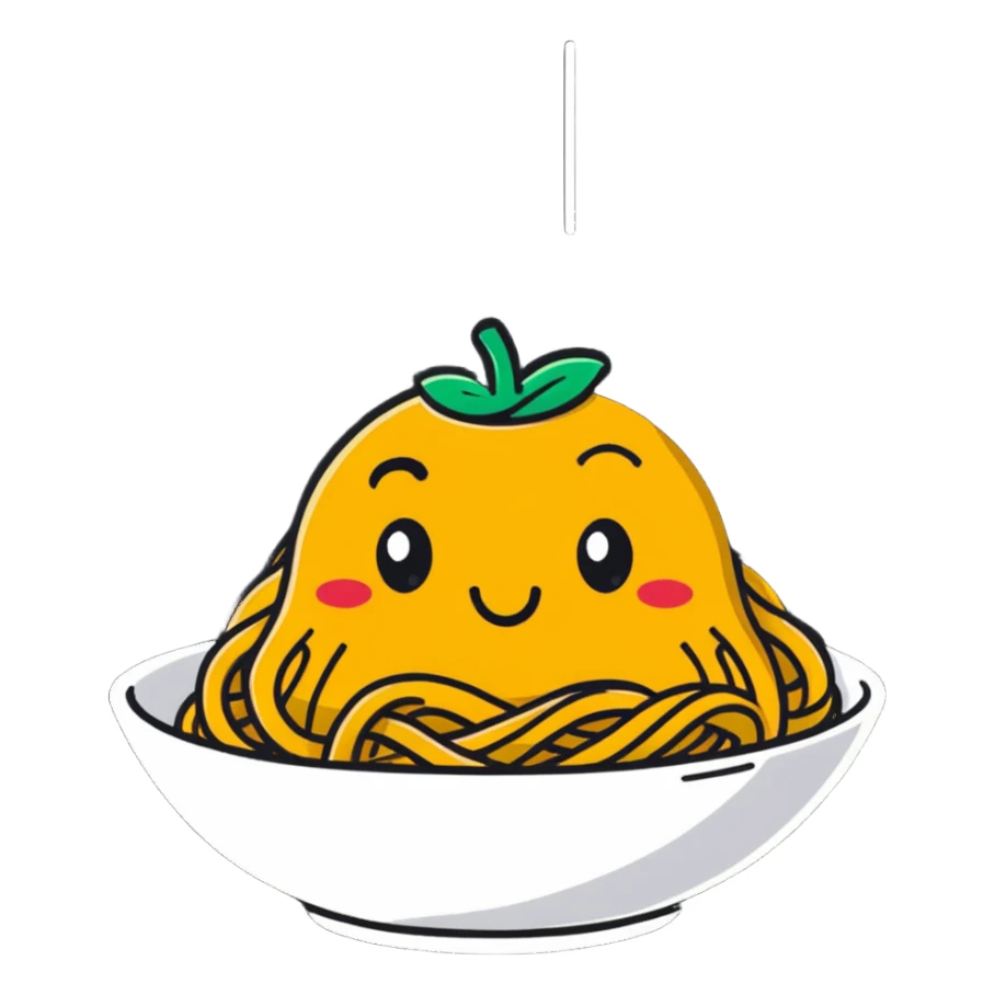 cute cartoon spaghetti character sticker