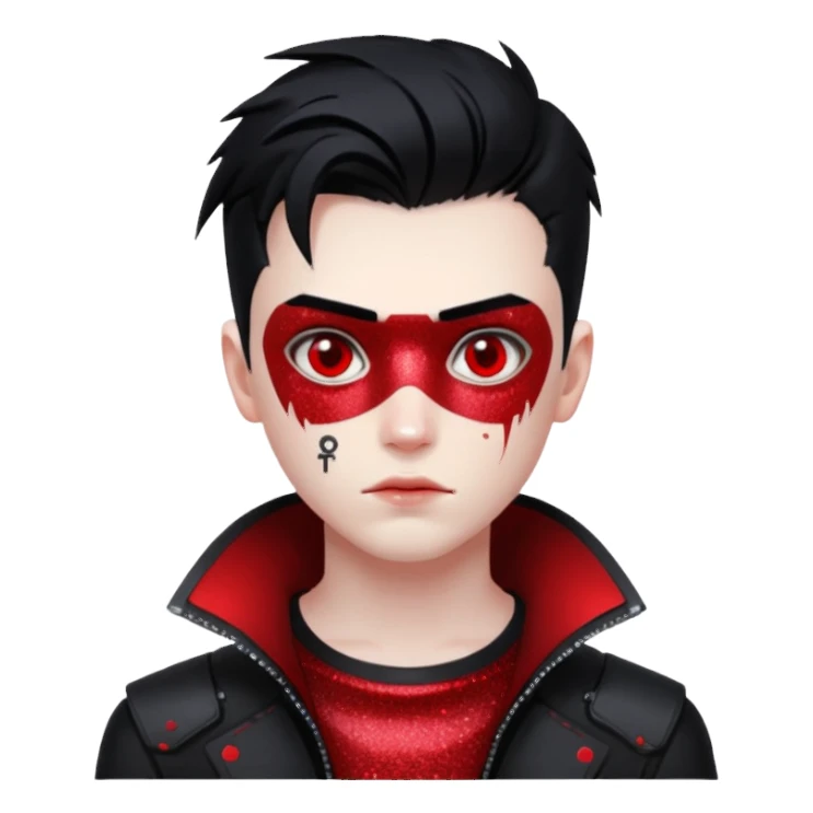 red glitter cyberpunk boy sticker