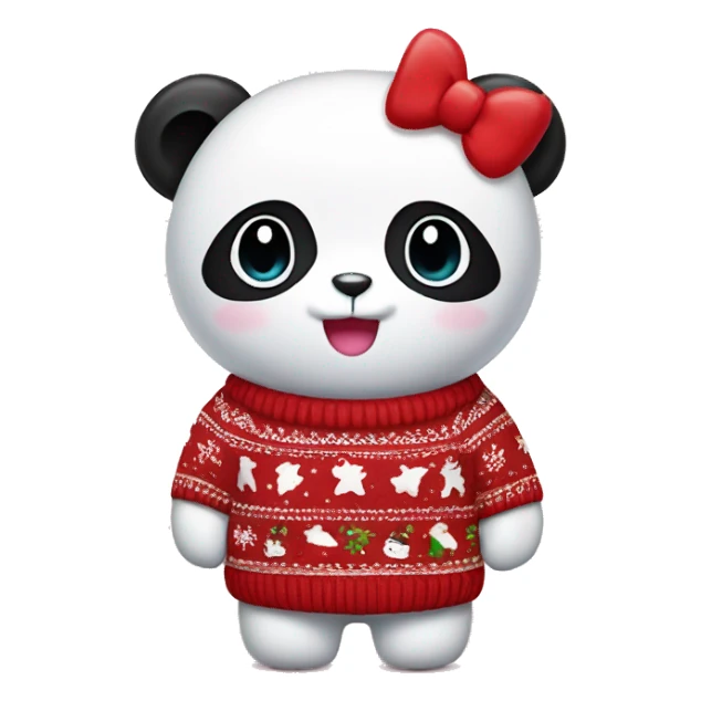 Panda in a hello kitty Christmas sweater  sticker