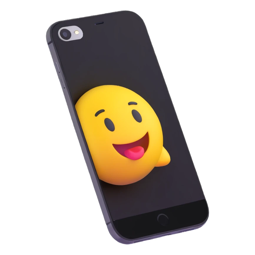 3D emoji style iPhone, angled view, no text sticker