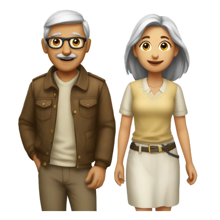 Viejo y chica joven paseando  sticker