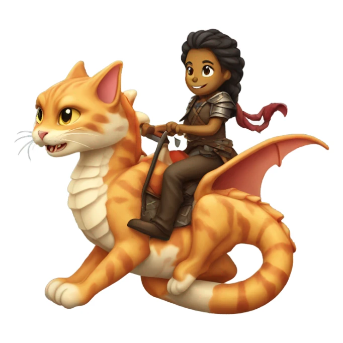 Calico cat riding a dragon  sticker