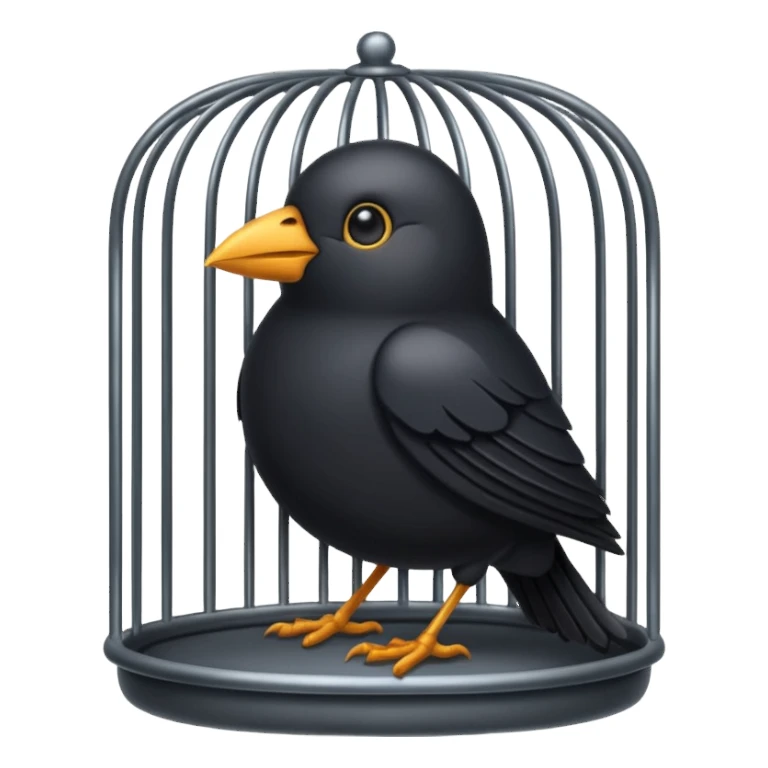 black bird in cage sticker