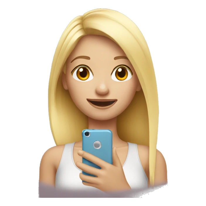 blonde girl taking selfie sticker