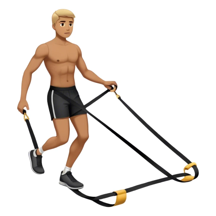 man stepping on resistance band sticker