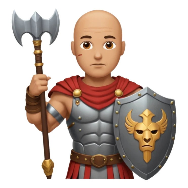 Bald gladiator with shield sticker
