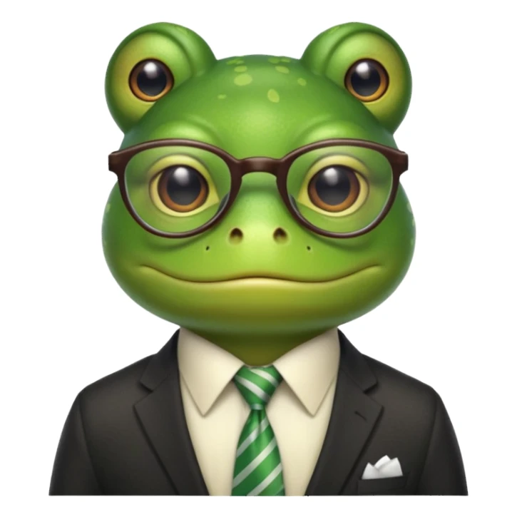 glasses frog with tie sticker