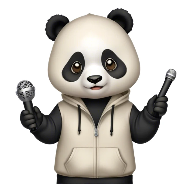 A panda with a hoodie and microphone sticker
