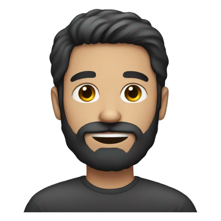 Dark hair bearded man with cat sticker