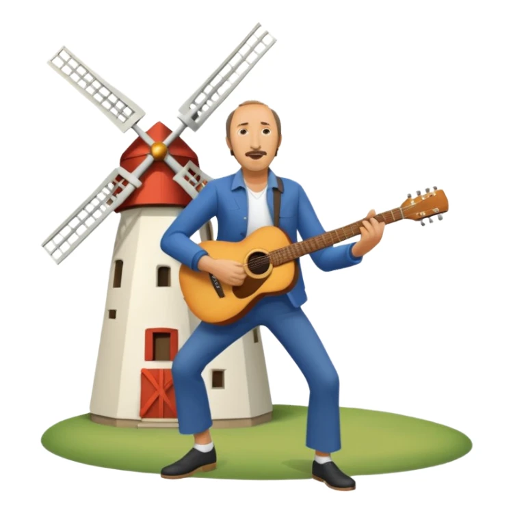 Pete Townshend playing guitar, windmill motion, dynamic pose sticker