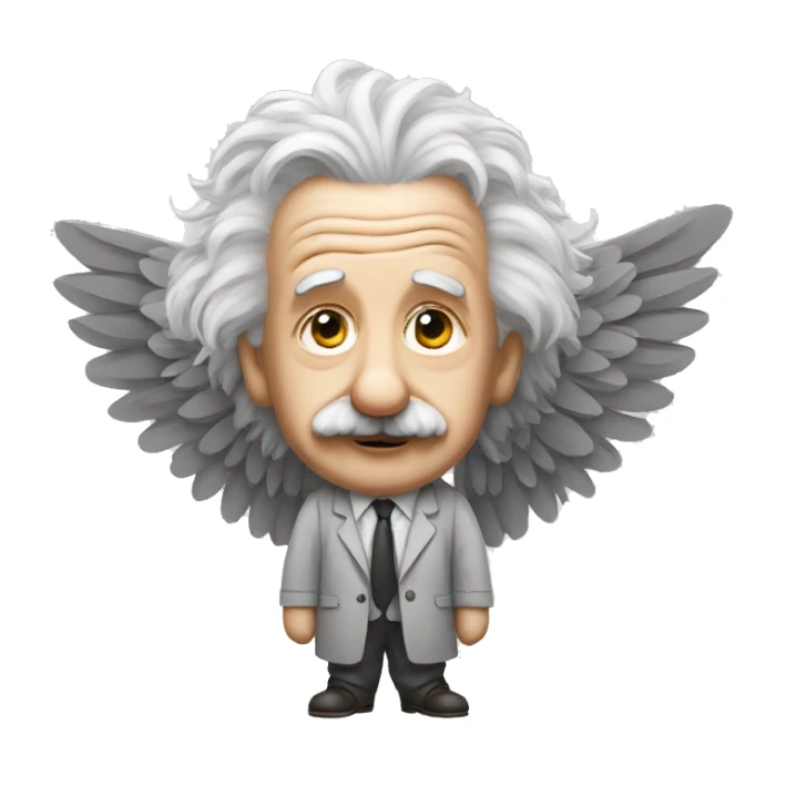 Albert Einstein with a pair of wings sticker