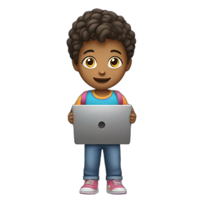 child with laptop in hands sticker