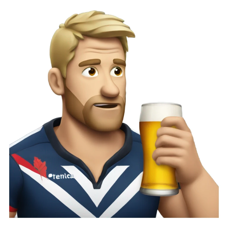 Rugby player drinking a beer sticker