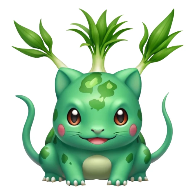 Bulbasaur with a green spring onion-bulb on back sticker