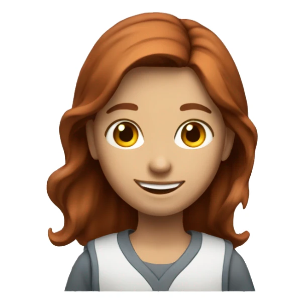 medium student reddish brown hair big smile sticker