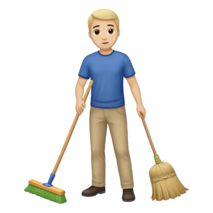 ligth man sweeping the floor sticker