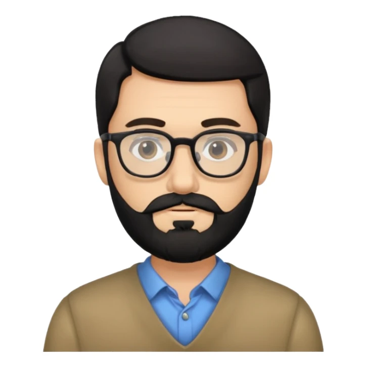 man with black beard and eyeglass sticker