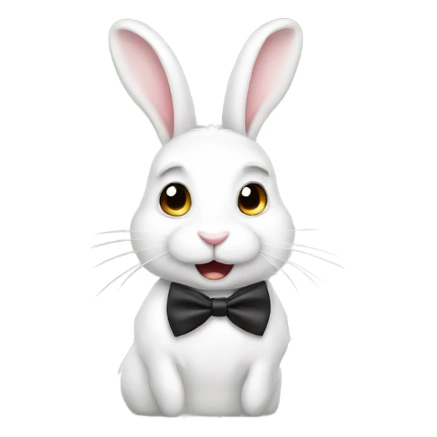 White bunny with bow tie side profile  sticker