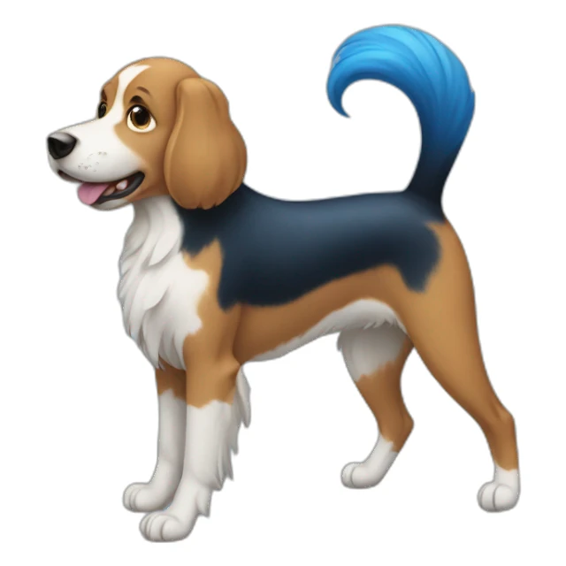 dog with a long blue tail sticker