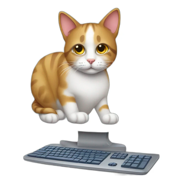 a cat with computer sticker