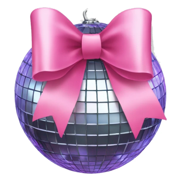 a disco ball with pink big bow sticker
