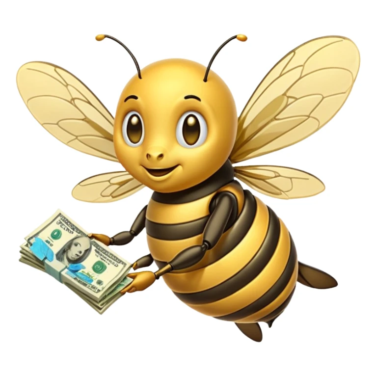 Bee with money sticker
