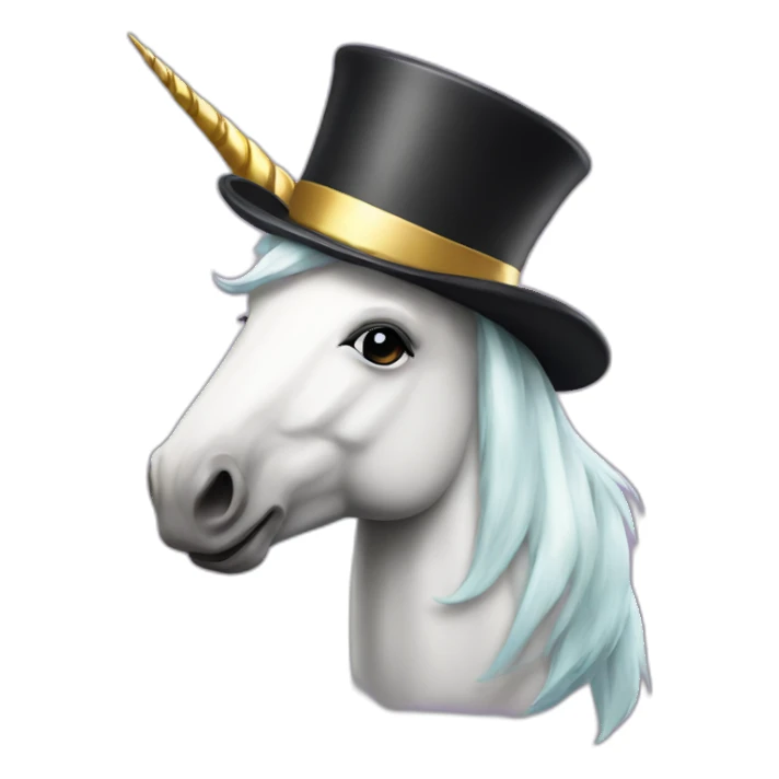 Unicorn wearing a top hat sticker