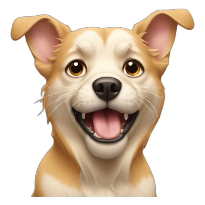 dog with cat coming out of its mouth sticker