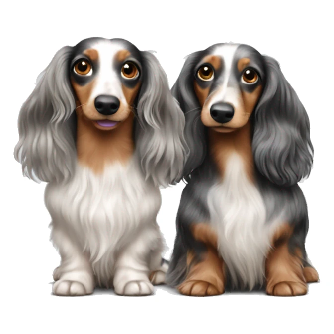 Two Tri Merle long haired Dachshunds together sticker