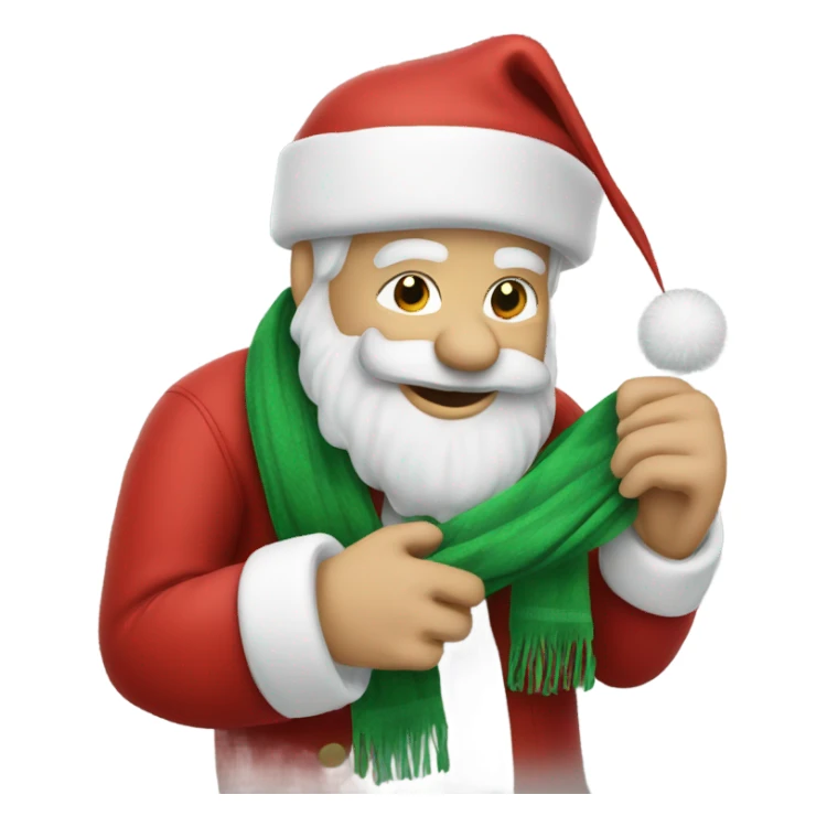 Santa Claus kitting a scarf sticker
