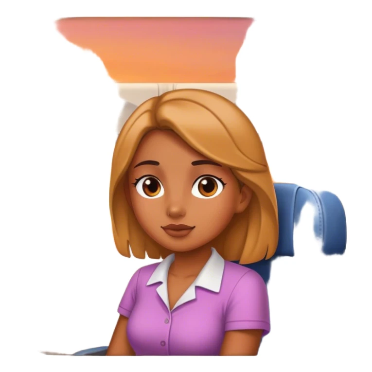 Girl on plane and sunset  sticker