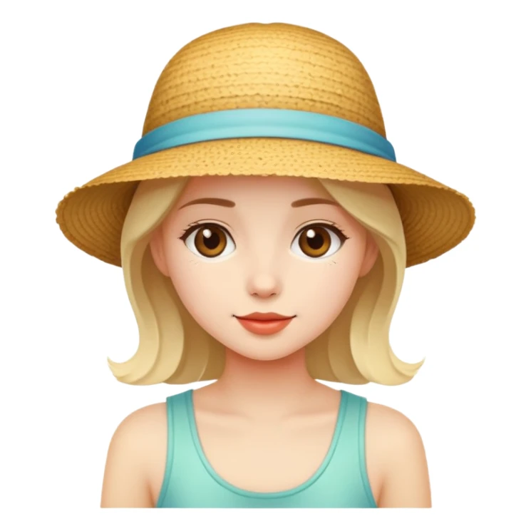 cute girl with summer hat sticker