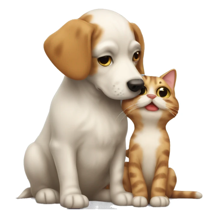 dog kissing a cat sticker