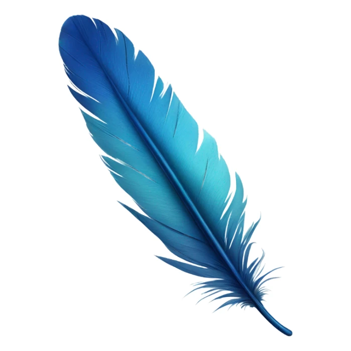 Realistic blue feather sticker