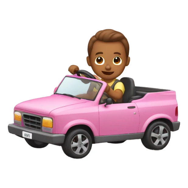 Chico manejando coche rosa sticker