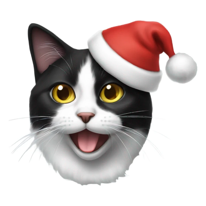 Black and white cat with Santa hat sticker