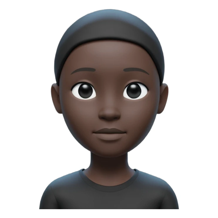 Minimalist 3D avatar, smooth matte plastic texture, soft cinematic lighting. The entire figure is completely black and matte. no eye sockets, no pupils, no eyebrows, clay render style, modern digital illustration, octane render. sticker